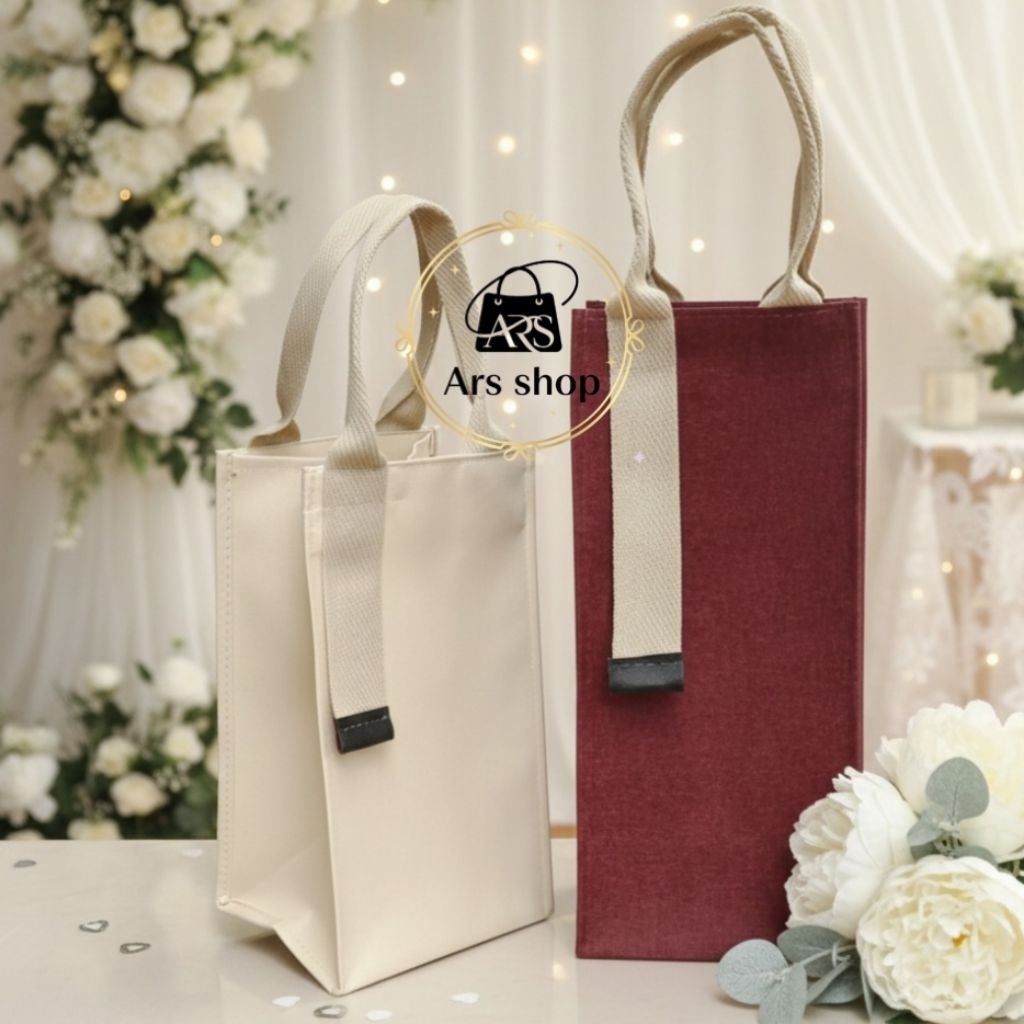 tas souvenir pernikahan, tas botol denim import, tas breasmade, godiebag, tas hampers lebaran