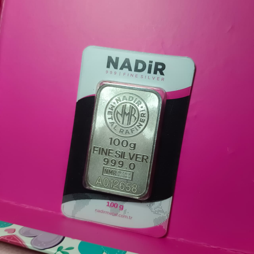 PERAK NADIR 100 Gram - Silver Perak Batangan NADIR 100 Gram PressCard || Perak Silver Bar Import Tur