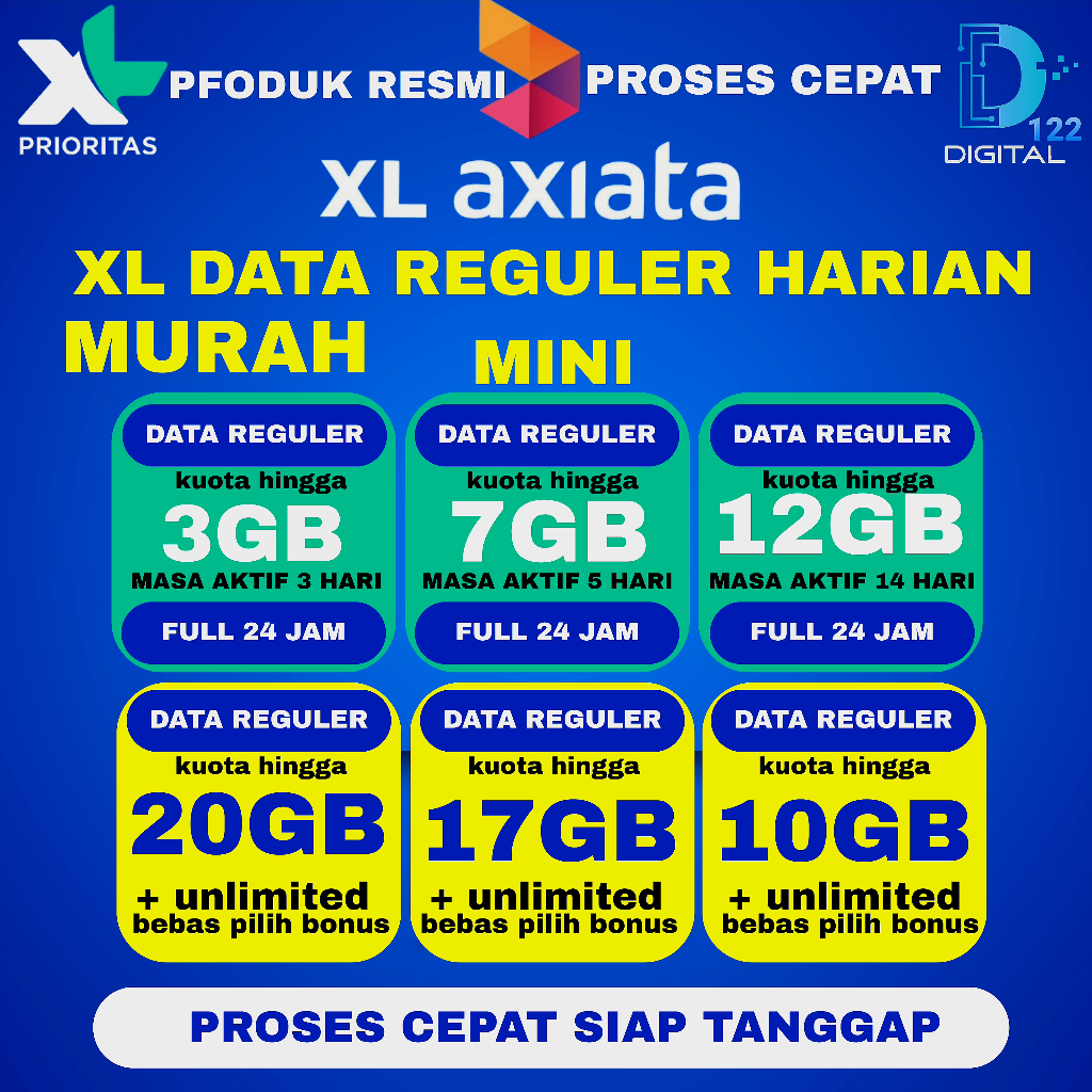 PROMO KUOTA XL DATA REGULER 24JAM MINIHARIAN PROSES CEPAT