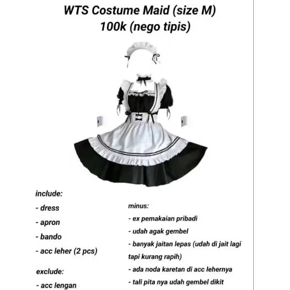 wts preloved maid dress cosplay (read desk)