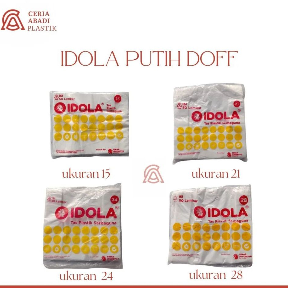 KANTONG PLASTIK IDOLA PUTIH DOFF UK 15,21,24,28