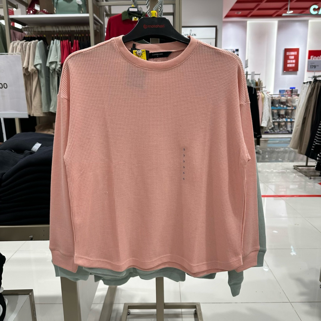 CNX Kaos lengan panjang polos wanita bahan rajut original brand matahari