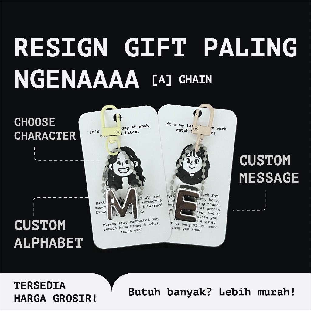 Card Keychain Resign A | Gift Farewell | Souvenir Birthday & Wedding | Kado Anniv | Merch GenZ