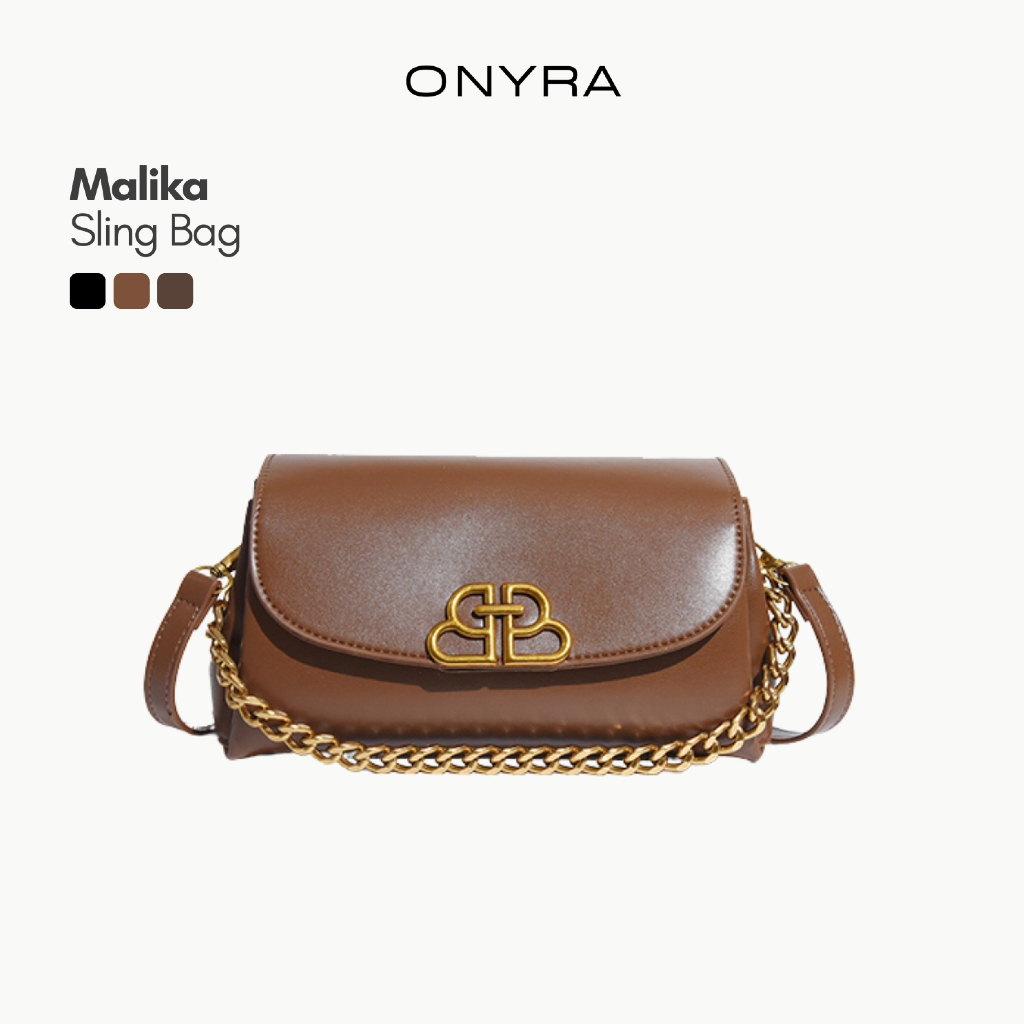 ONYRA Malika Bag Tas Wanita Selempang Woman Sling Bag Fashion Hand Bag Tali Rantai Tas Bahan Kulit S