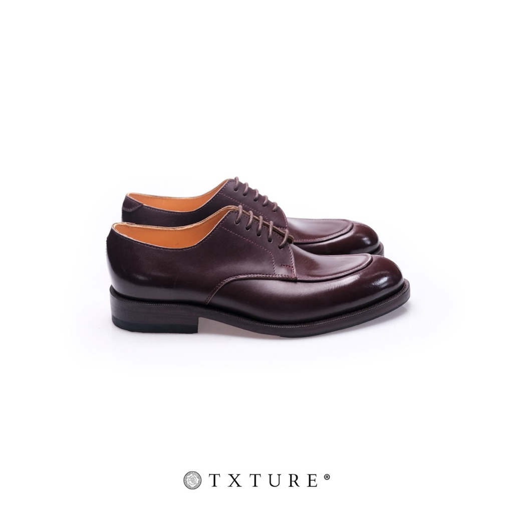 TXTURE — Cavalry Blucher Derby Shoes — Burgundy — Handwelted Leather Shoes Men and Women