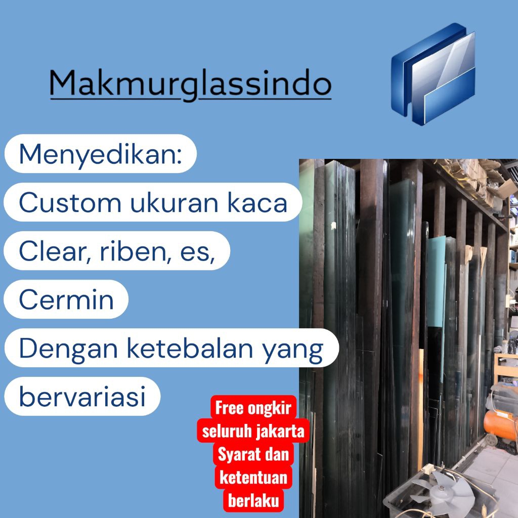 Custom ukuran Kaca 5mm Clear / Bening