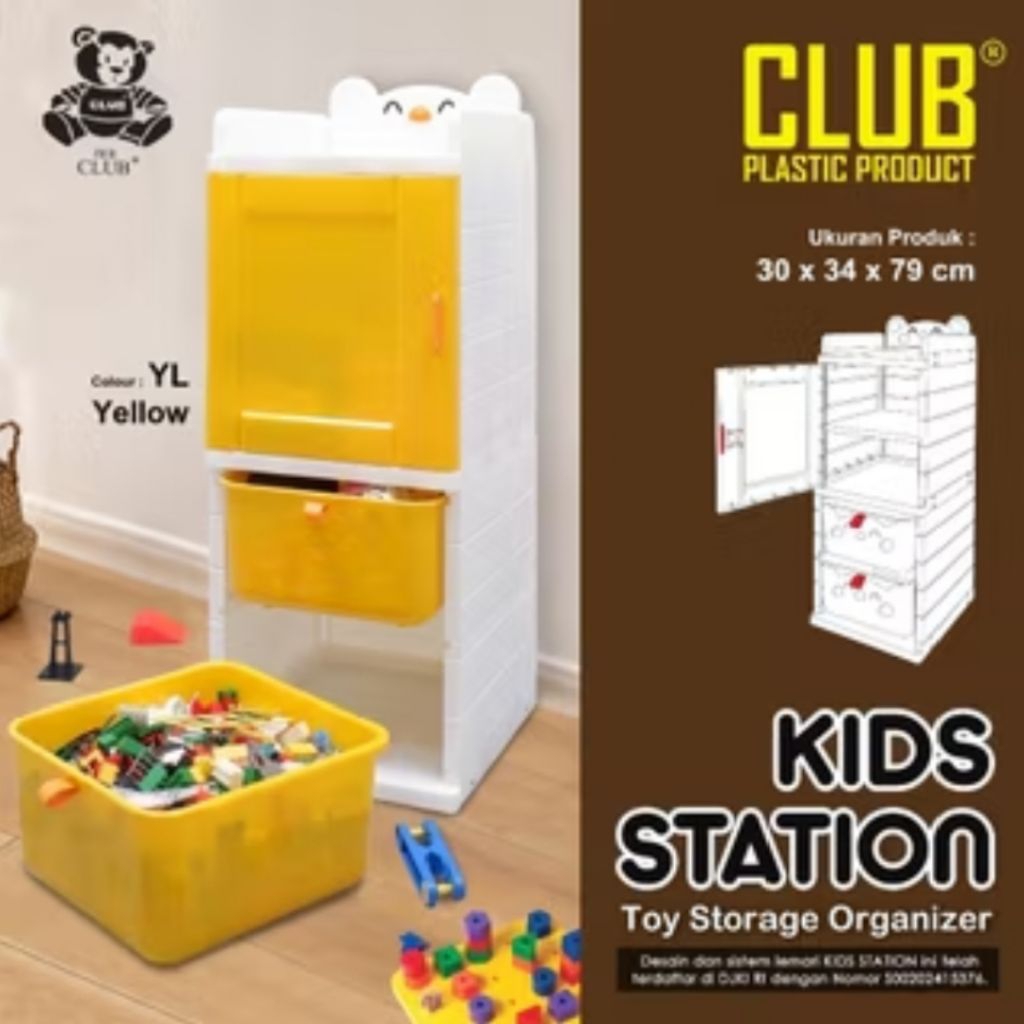 Club Flip Kids Station Lebar 30cm Swing + Laci double - Lemari Pakaian mainan Susun Rak Dapur Multif