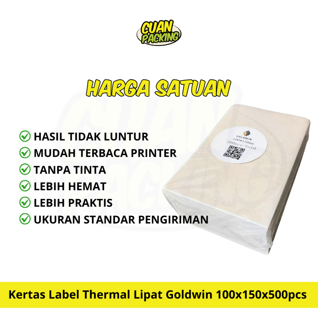 Kertas Label Thermal Lipat Goldwin 100x150x500pcs
