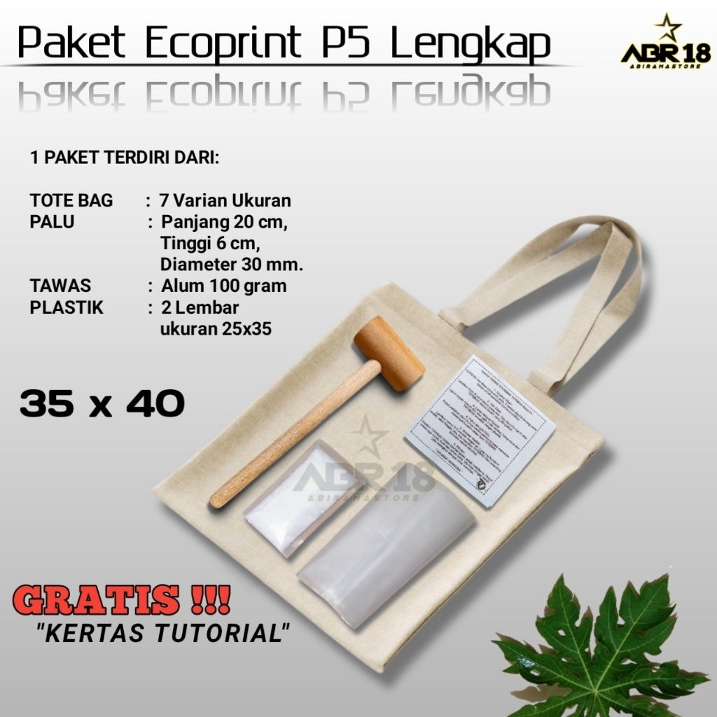 PAKET ECOPRINT LENGKAP TOTE BAG TAS ECOPRINT PAKET PRAKARYA P5 ALAT ECOPRINT TERLENGKAP
