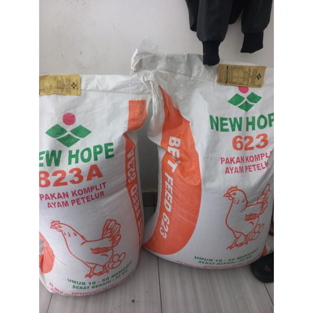 PAKAN AYAM PETELUR NEW HOPE 823A / 623 — Pakan Komplit Ayam Petelur, Umur 19–50 Minggu, Karung 50 KG