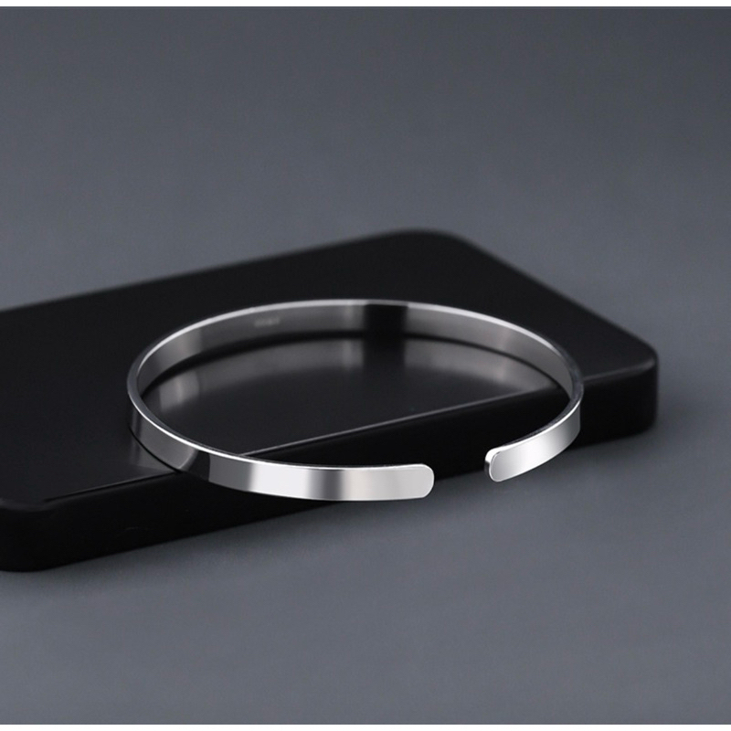 GELANG BAJA BESI PUTIH PRIA PLAT POLOS UKIR NAMA ANTI KARAT SELAMANYA / GELANG BAJA NAMA UKIR