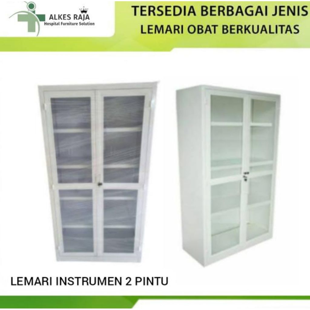 LEMARI OBAT 2 PINTU BESI/LEMARI INSTRUMENT FULL KACA 2 PINTU