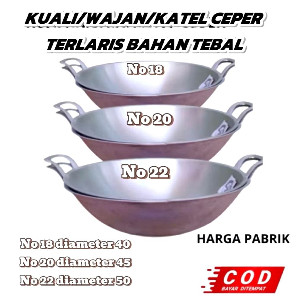 wajan /katel ceper anti lengket tahan panas no.16 no.18 no.20 no.24