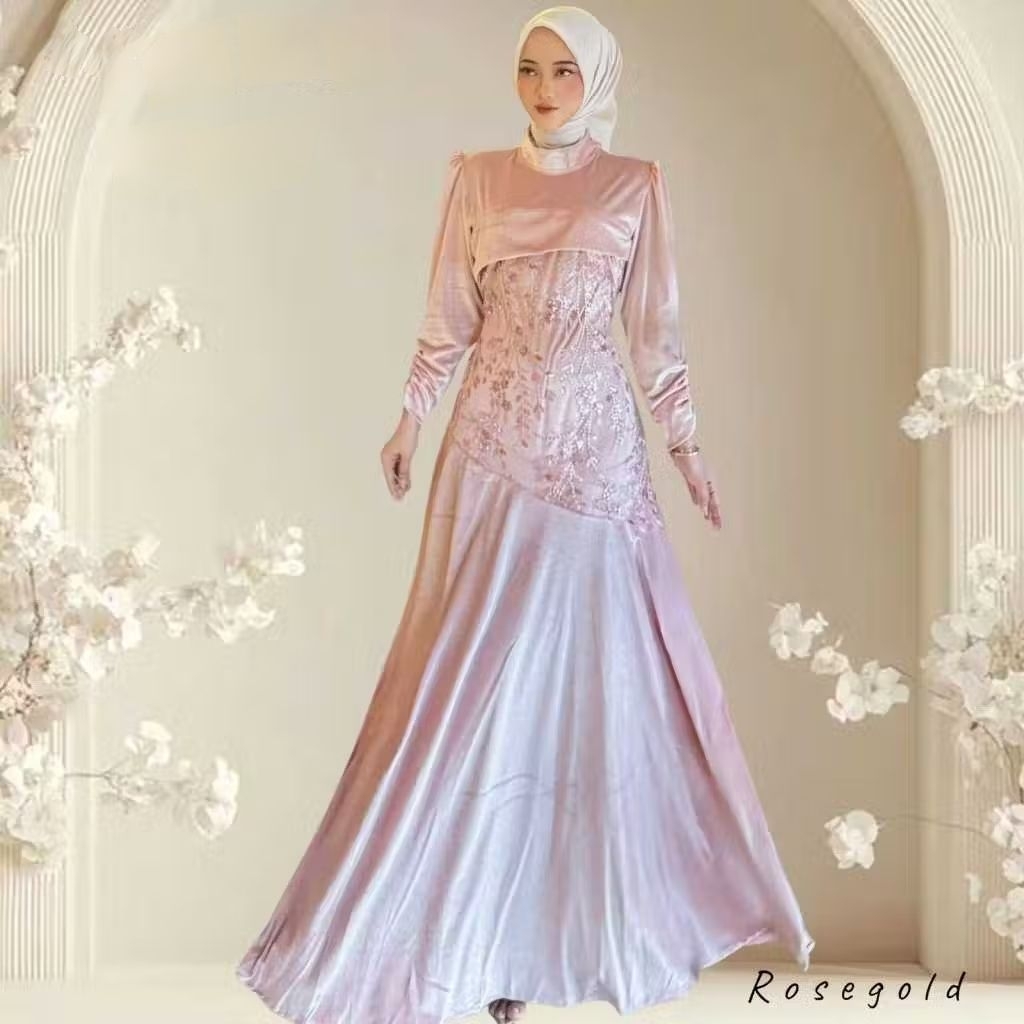 (NEW) HANIBU DRESS - BAJU DRESS GAMIS BLUDRU BELUDRU BRUKAT BROKAT IBU ANAK WANITA DEWASA MUSLIM ACA