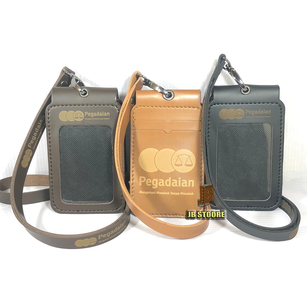 Tempat Id Card PEGADAIAN Kulit Lipat Magnet / Id Card Pegadaian Saku Magnet / name tag pegadaian
