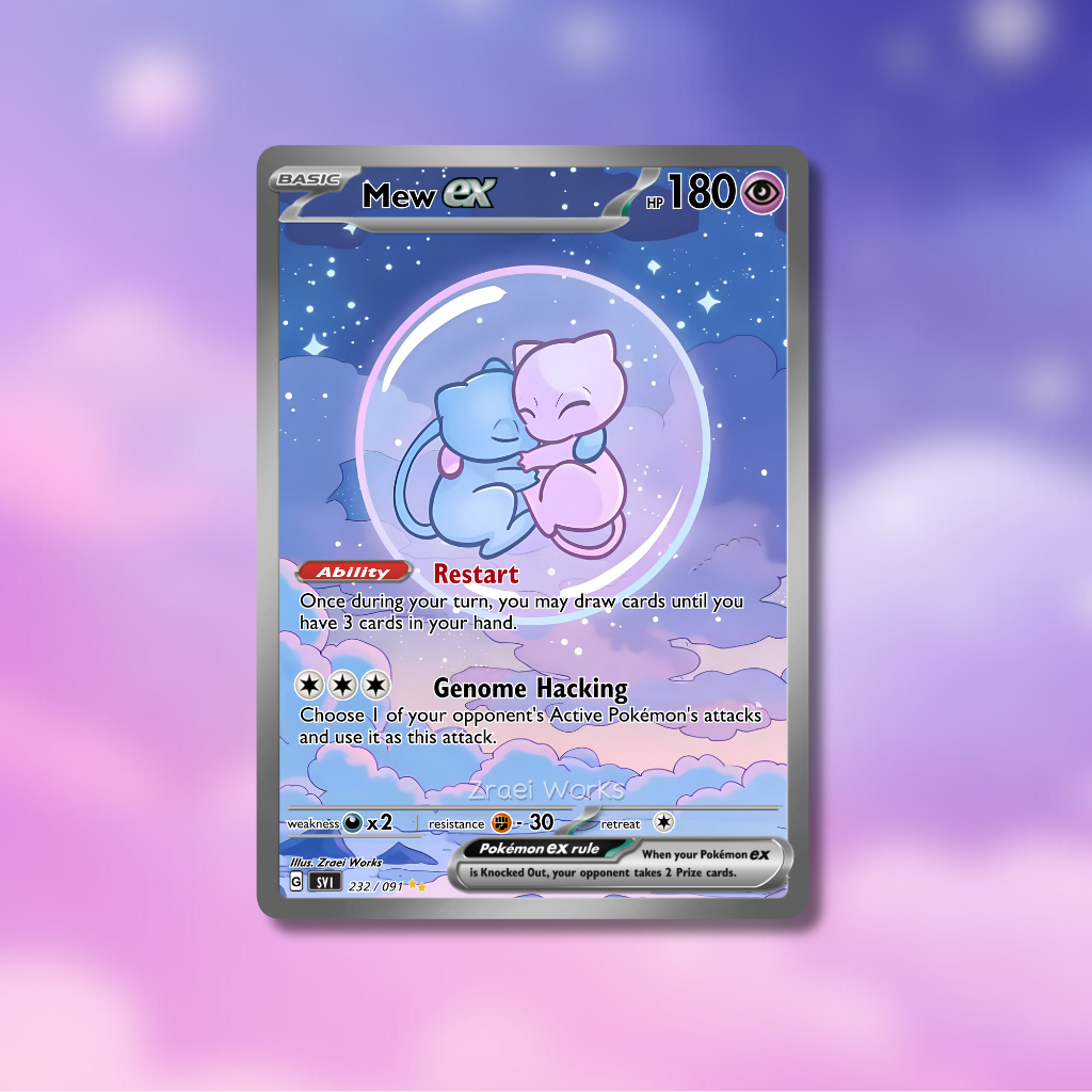 Zraei Works Custom Pokemon Card – Mew Bubble | Fan Art Kartu TCG | Kartu Mainan Anak
