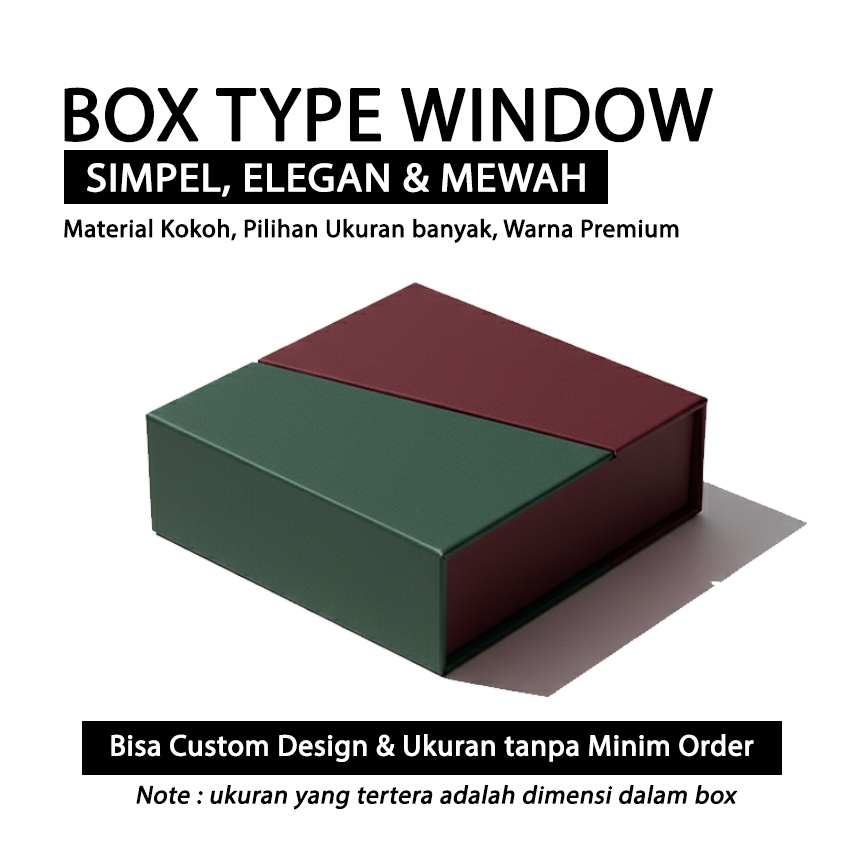 Kardus Box Hampers (t=5) Warna Premium / Kardus Hardbox Tipe Window / Box Hardbox Lipat / Box Magnet