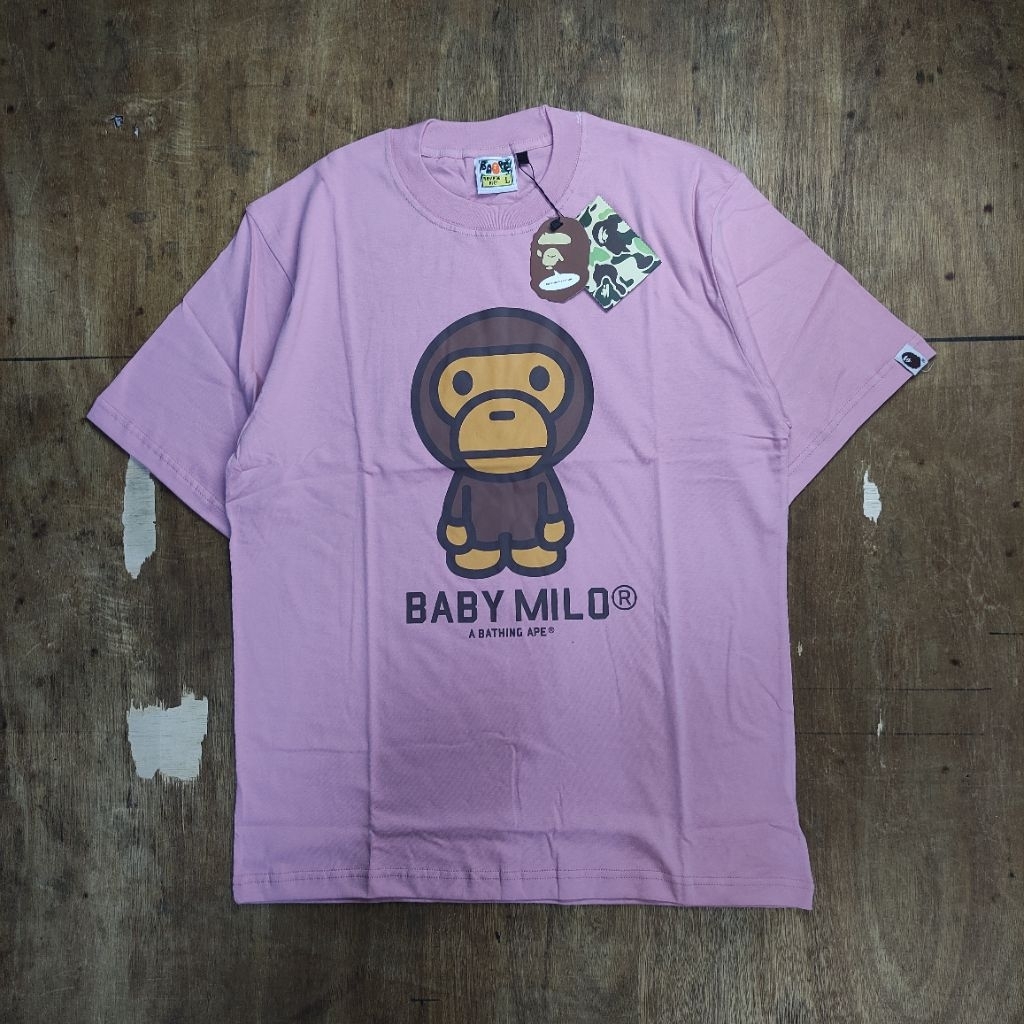 KAOS T SHIRT TEE A BATHING APE BAPE X BABY MILO PRINTED BABY PINK BESTSELLER