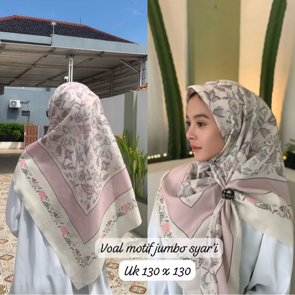 JILBAB MOTIF JUMBO UKURAN 130x130 JILBAB VOAL MOTIF LASERCUT PRINTING JILBAB SYAR’I