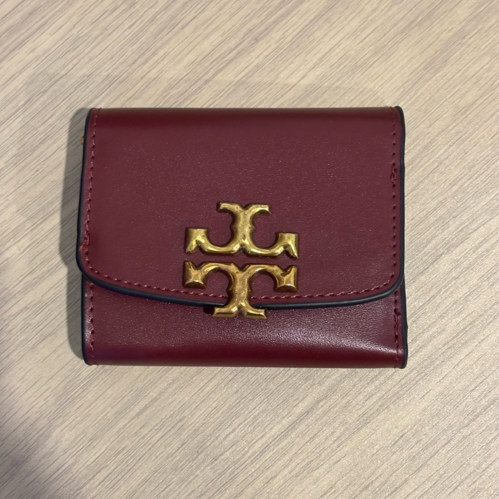 tory burch kw compat wallet eleanor dompet kecil merah maroon card holder mini