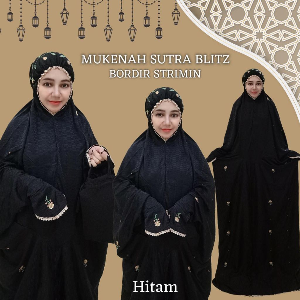 MUKENA TERUSAN JUMBO SIZE SUTRA BLITZ BORDIR BUNGA