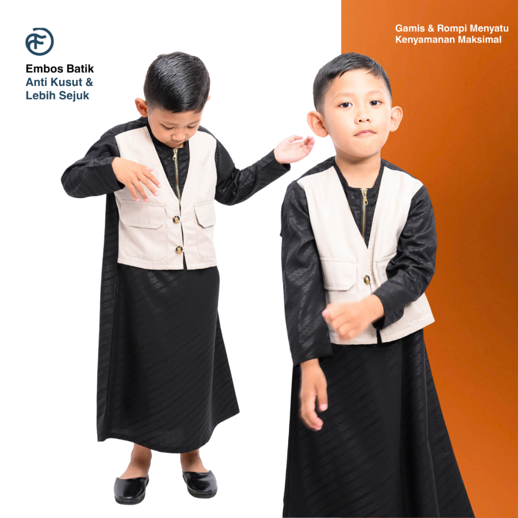 FOBDG Gamis Rompi Anak Laki - Laki Embos batik