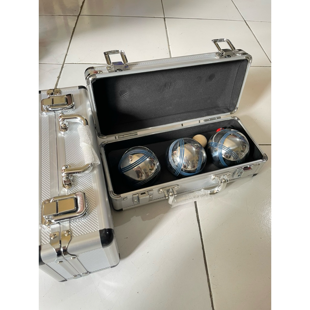 Petanque Premium Bola Petanque Pentaque Bola Petang Besi 1 Set Isi 3 Bola Besi 1 Bola Kayu 1 Penguku