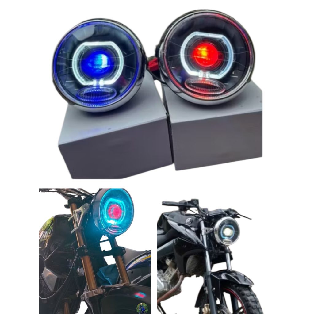 Lampu Depan RXking New Peredam Bulat Vixion Scorpio Biled Projie FullSet Reflektor