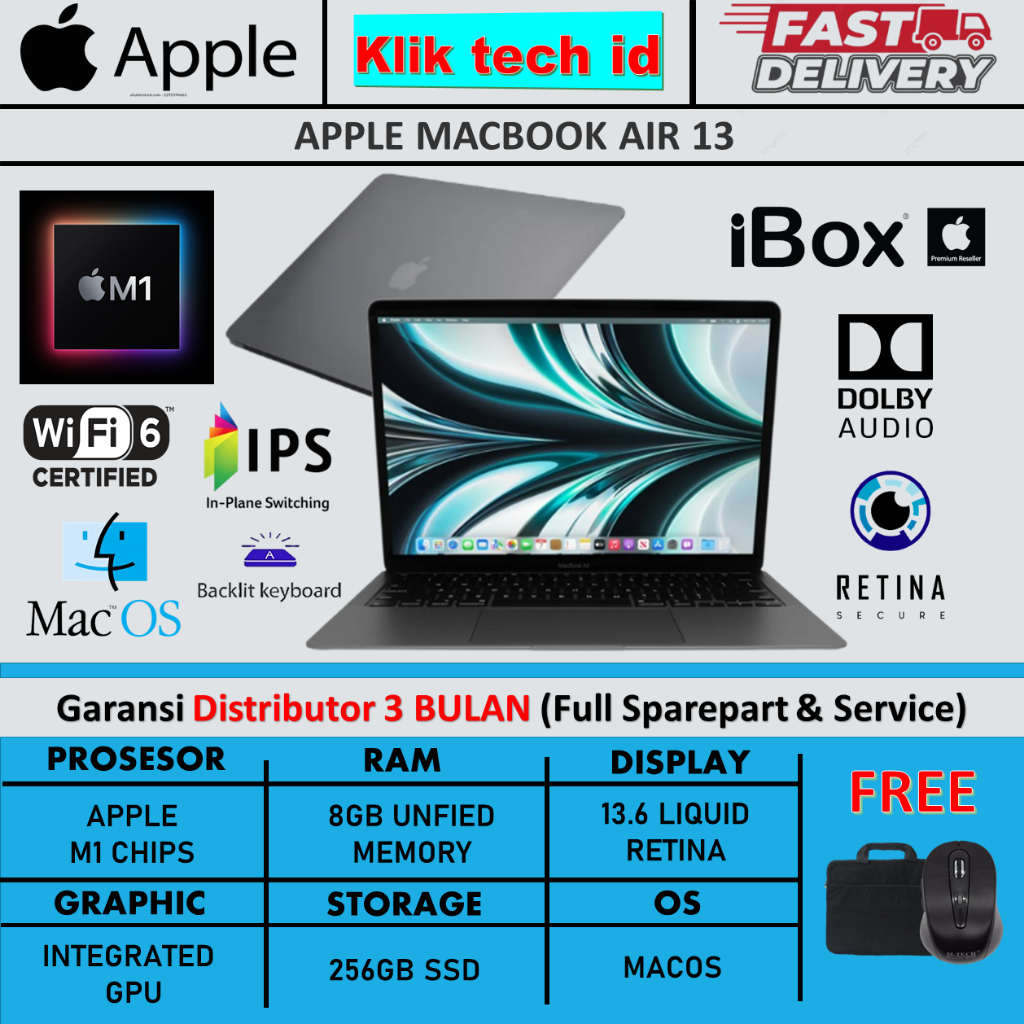 APPLE MACBOOK AIR 13 M3 8GB 512GB MIDNIGHT MRXW3ID