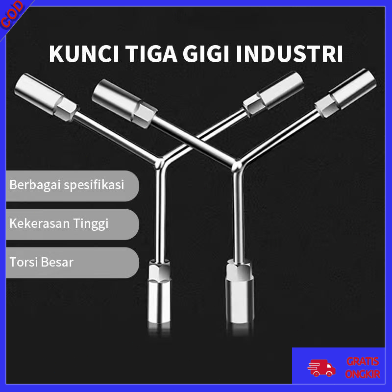 Kunci Sok Y 3 Arah 8-17mm – Alat Perkakas Ban Premium, Kuat Tahan Beban Berat Bengkel