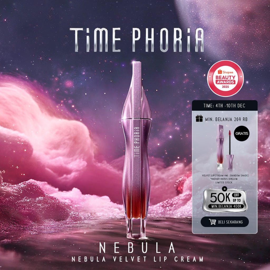 TIME PHORIA - TASYA FARASYA APPROVED Nebula Velvet Lip Cream 4ML Liptint Waterproof Tahan Lama Lip S