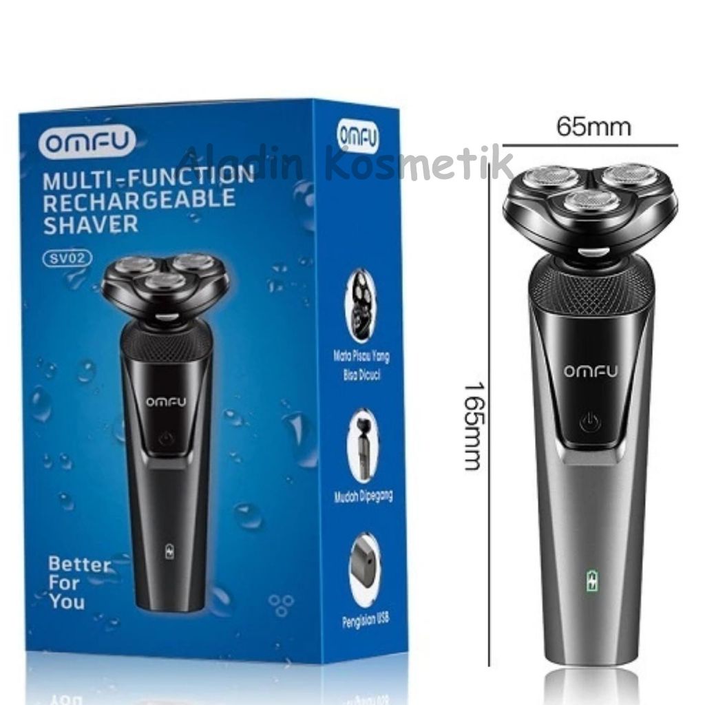 Omfu SV02 Alat Cukur Listrik Pria 3 in 1 Multifungsi Rechargable warna Abu / shaver