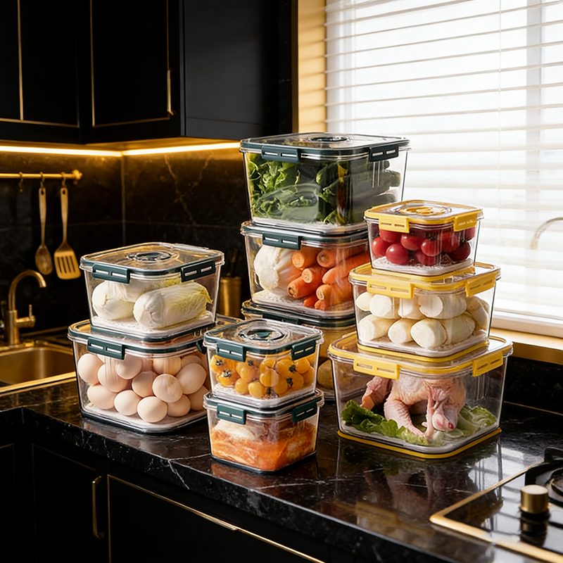 Kotak Plastik Kedap Udara Kotak Makanan Buah Sayur Kulkas Kotak Beranak--SN