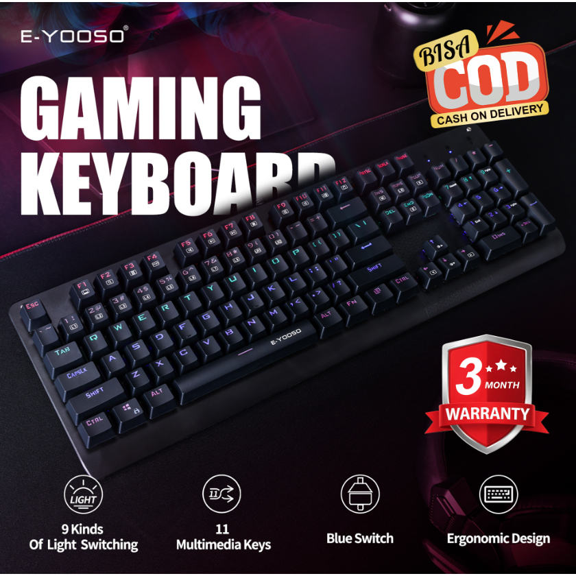 E-YOOSO K600 Mechanical Keyboard Hotswap Wired Layout Blue Switch Gaming Keyboard
