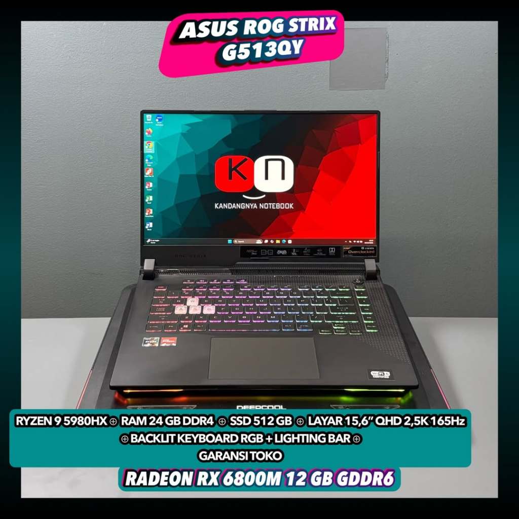 ASUS ROG Strix G513QY Ryzen 9 5980HX Radeon RX 6800M 12GB Layar QHD