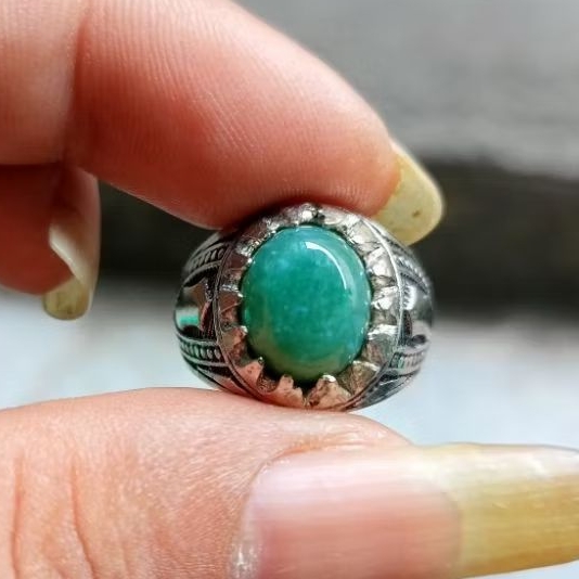 Batu akik hijau lumut natural