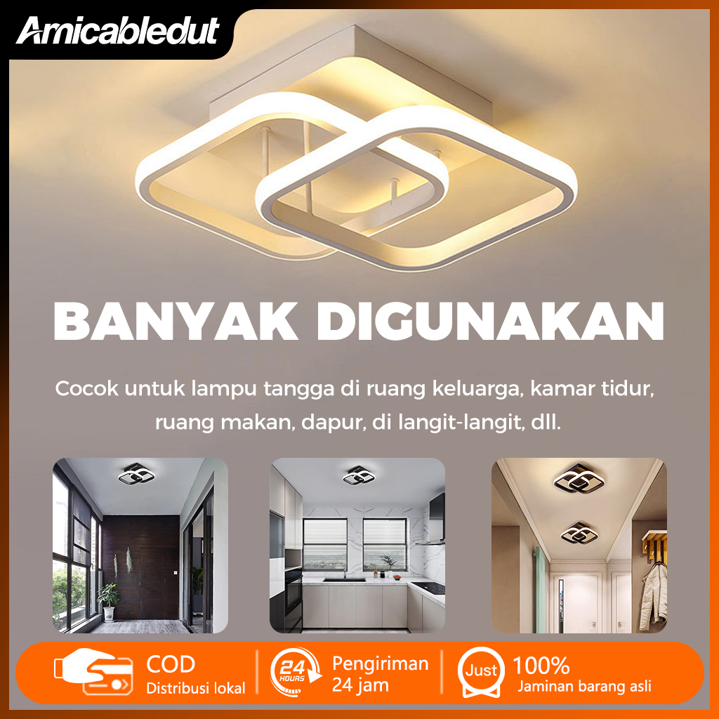Amicabledut Lampu Plafon LED Ceiling lampu langit langit LED ruang tamu rumah 3 warna Rumah Ruang Ta