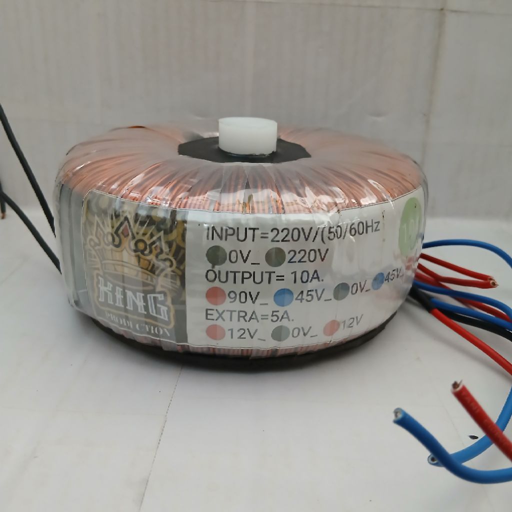 Trafo Toroid 10A 90V CT 45V CT Merek KING Full Tembaga Murni  Spek Balap