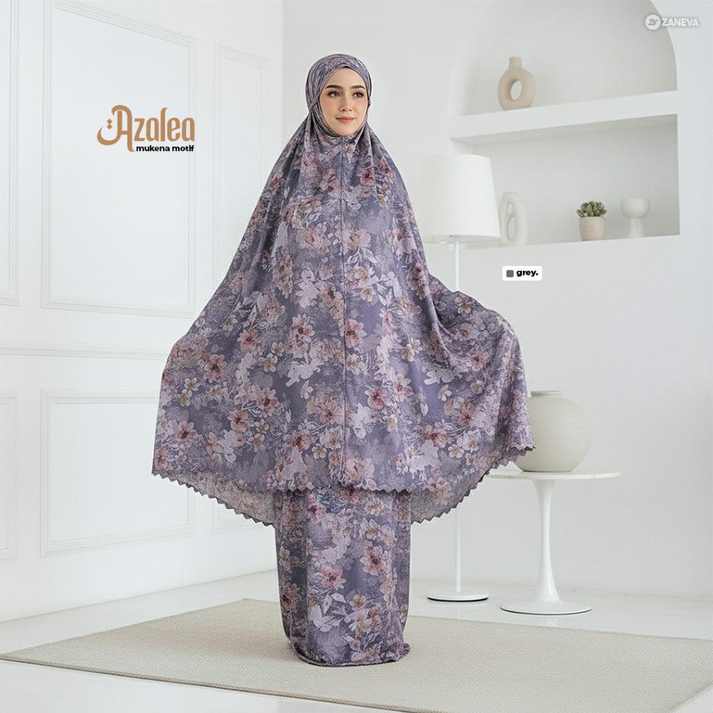 ZANEVA HIJAB - Azalea Prayer Set l Mukena Travel Tidak Kusut Untuk Harian & Hari Raya Idul Fitri