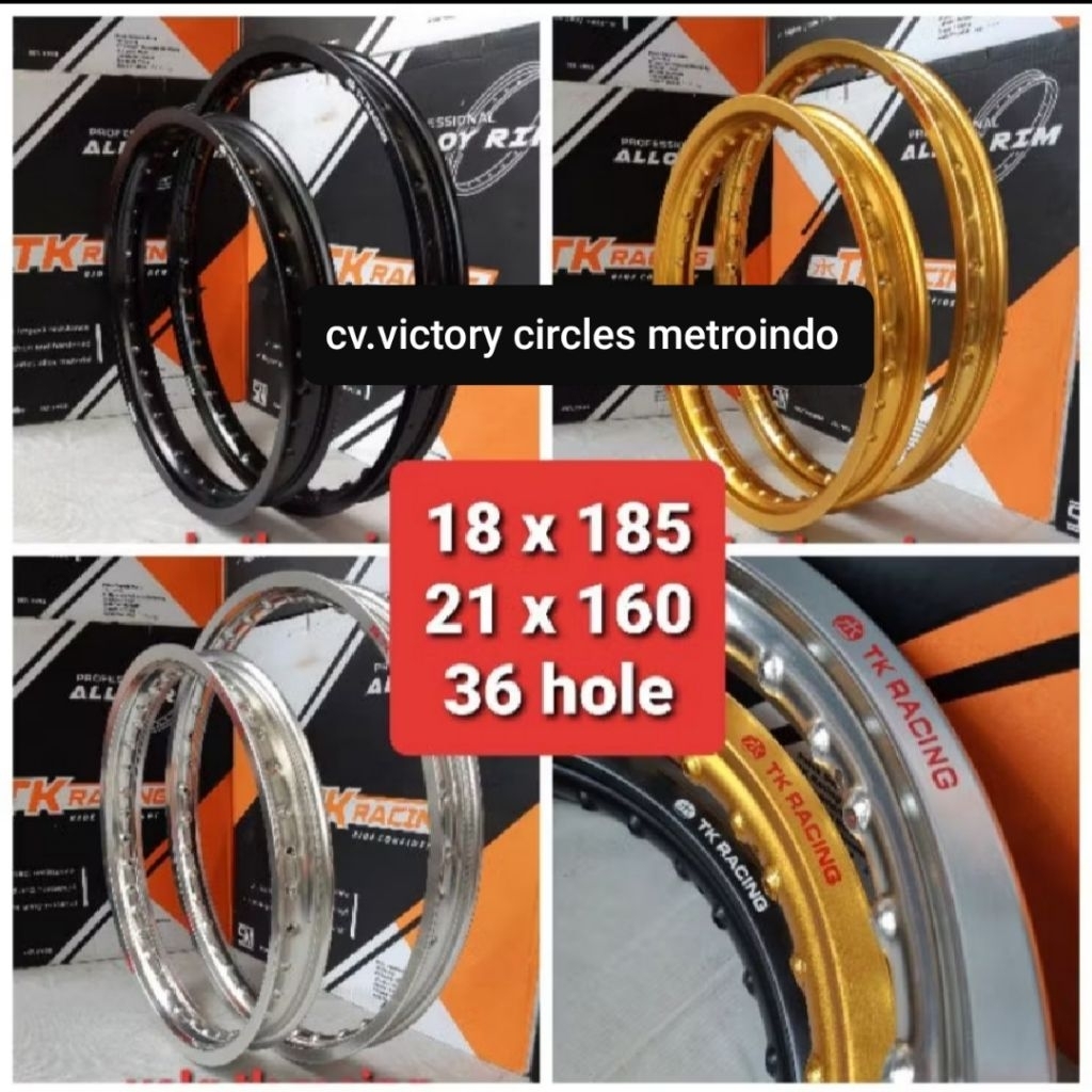 VELG TK RACING 18x185 / 21x160 BRIGHT HOLE 36 (SEPASANG 2 PCS) ORIGINAL TK RACING