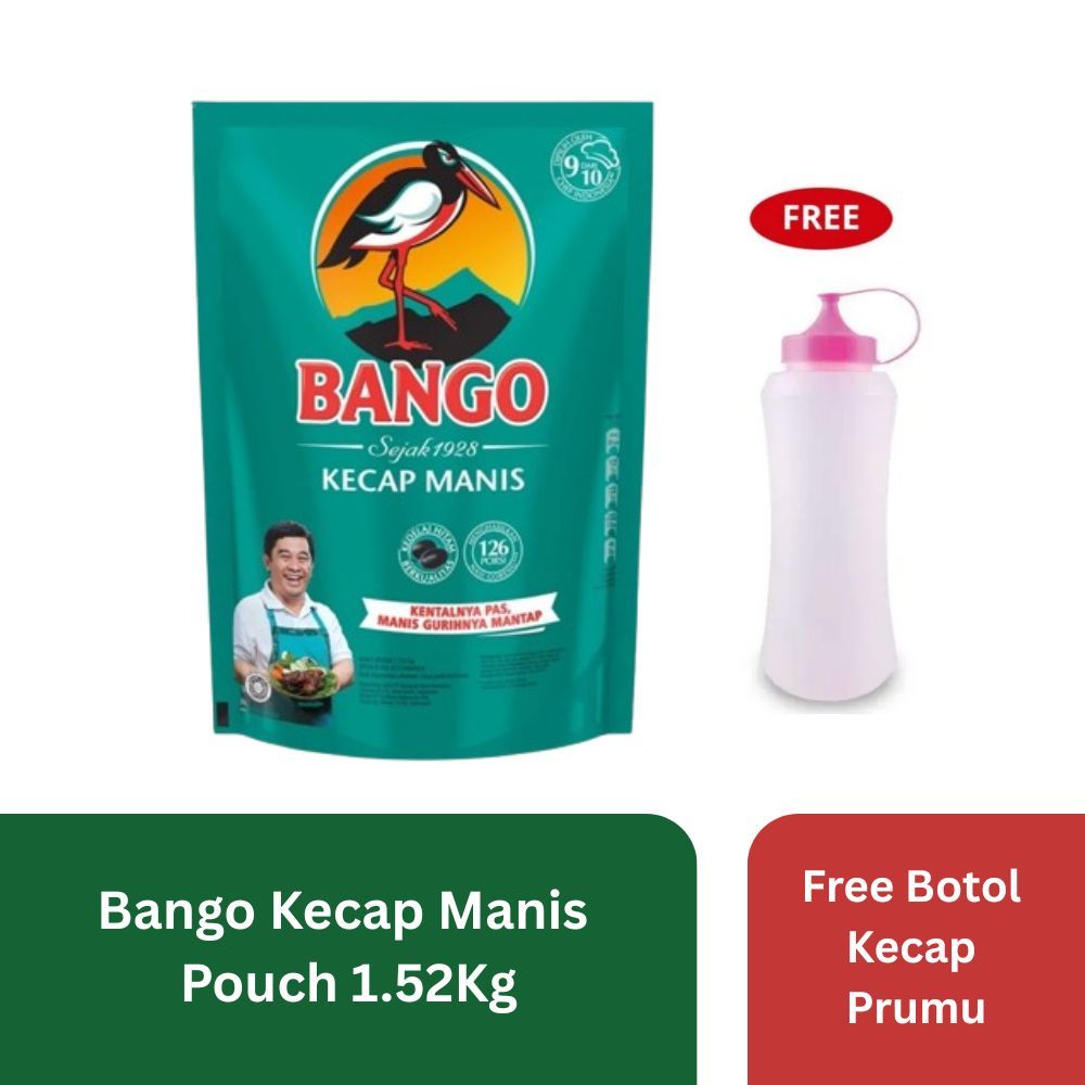 Bango Kecap Manis Pouch 1.52Kg Free Botol Kecap Prumu