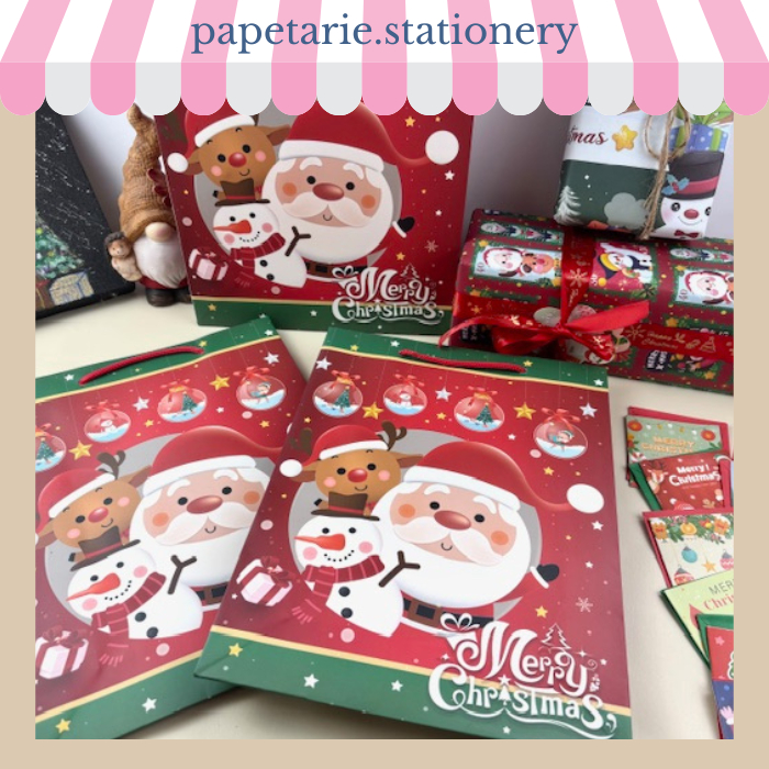 SHOPPING PAPER BAG DAN GREETING CARD KARTU UCAPAN CHRISTMAS NATAL SANSAN WAWA