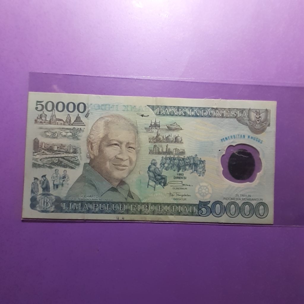 Uang kuno 50000 suharto polymer tahun 1993