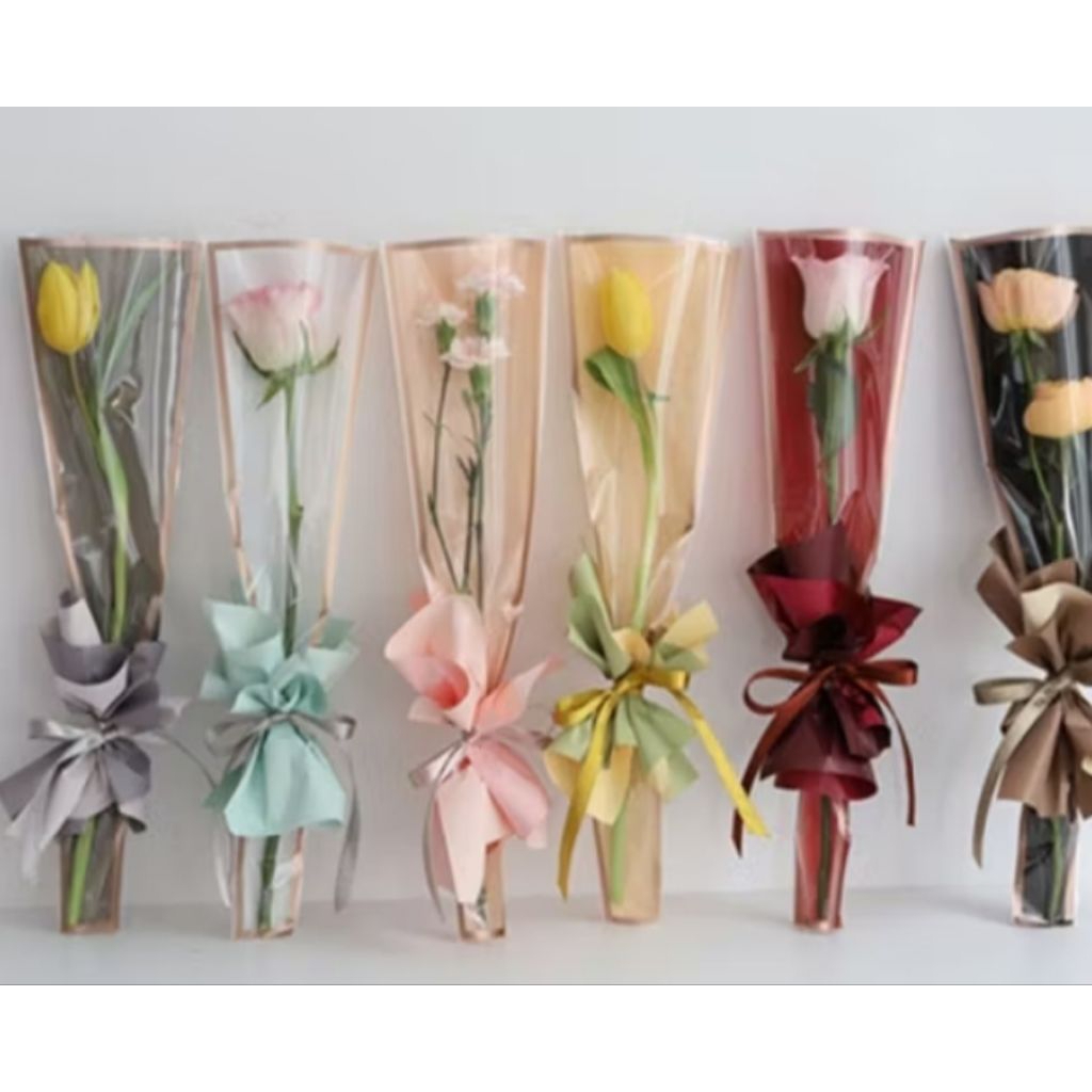 Plastik buket bunga, plastik single flower, isi 100pcs & 50pcs