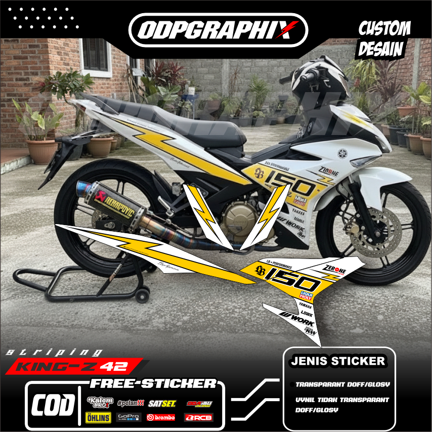 Striping Mx King 150 V2 Transparan Custom Liberty Walk Warna Yellow|Kuning Bahan Max Decal King-Z 42