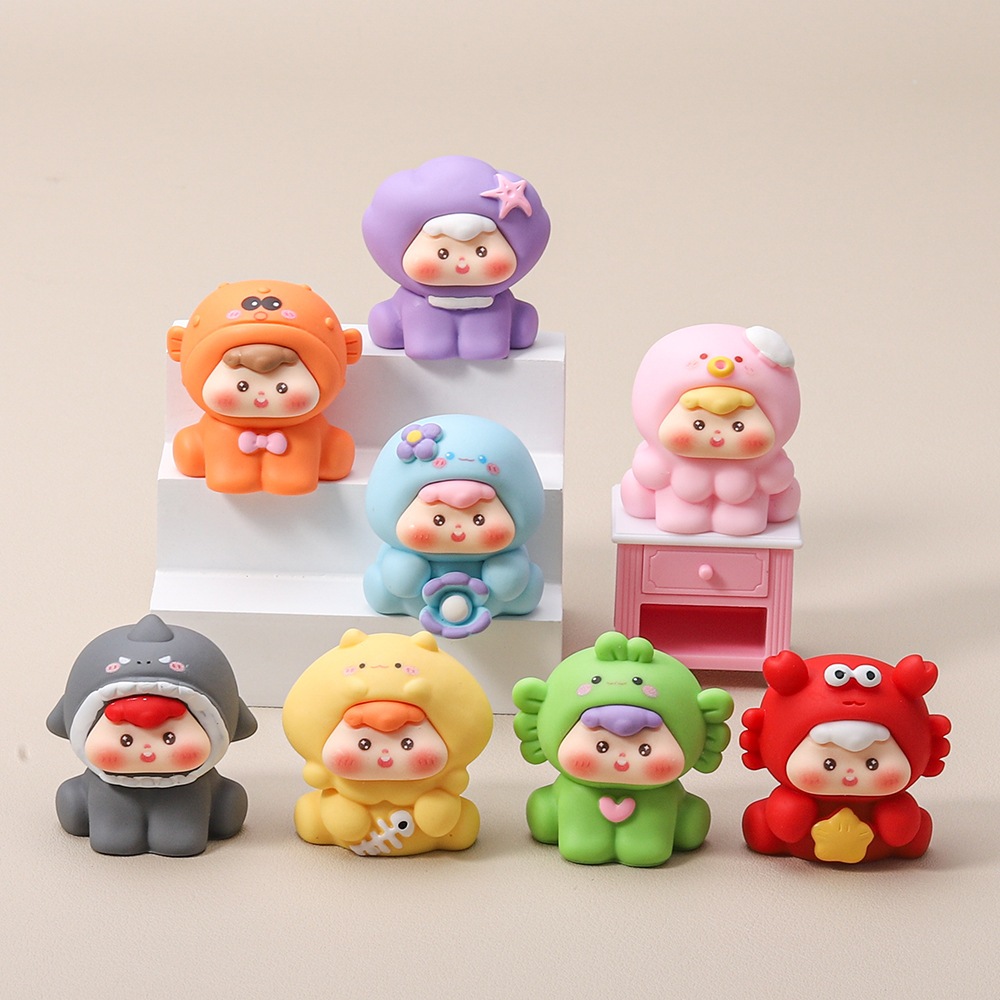 Boneka hewan laut,koleksi mainan tren, karakter kartun lucu, dekorasi resin, hiasan meja