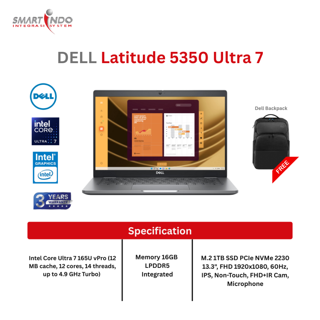 DELL LATITUDE 5350 Ultra 7 165U, 16GB, 1TB SSD,WIN11PRO, 3YR
