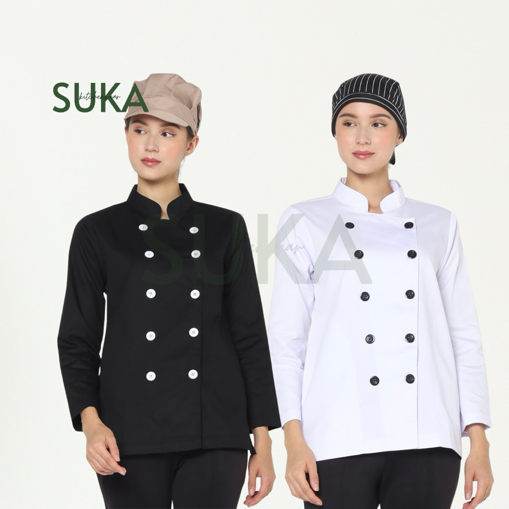 Baju Chef Koki Wanita Lengan Panjang