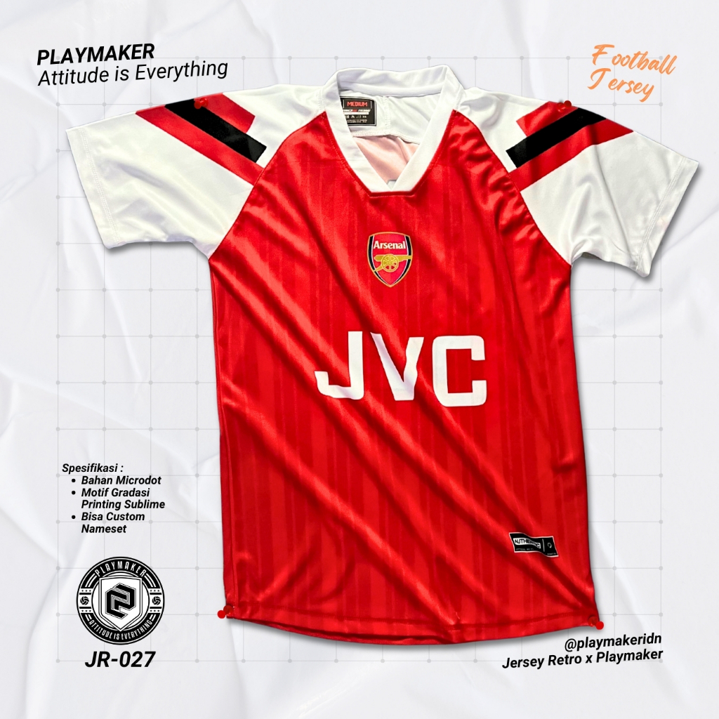 Jersey PLAYMAKER JR-027 Premium Bahan Microdot – Retro Arsenal JVC Era Thierry Henry