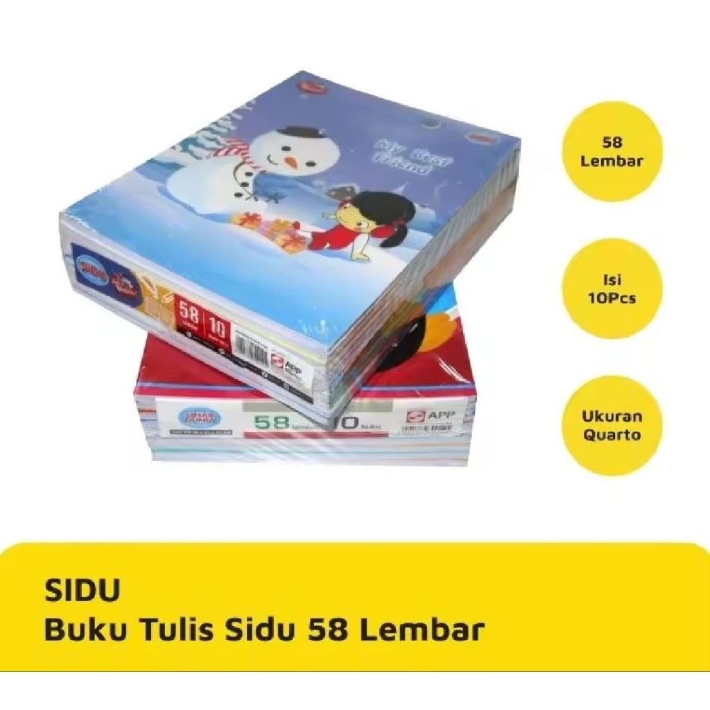 Buku tulis sidu 58 lembar - 1 PAK / 10 buku tulis